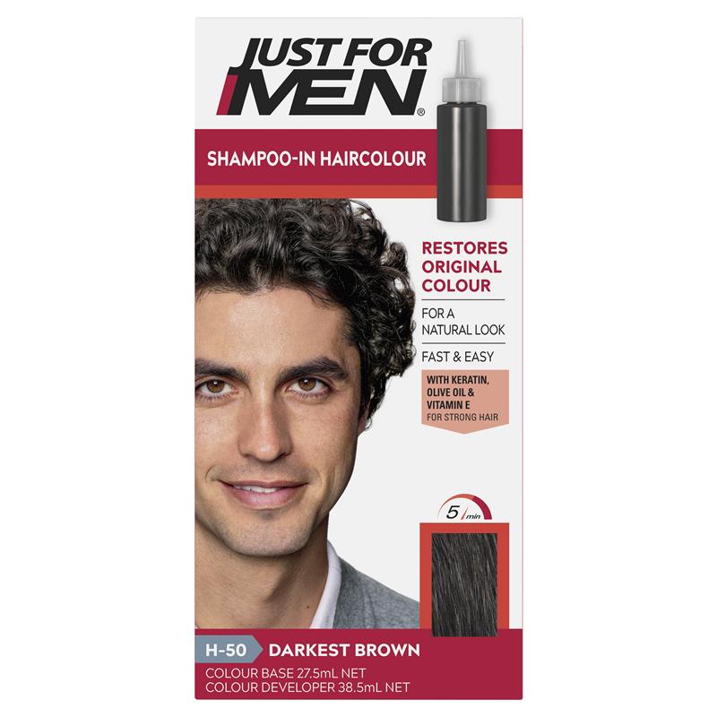 Just For Men Shampoo In Haircolour Darkest Brown-H50 Just For Men Shampoo In Haircolour Darkest Brown-H50