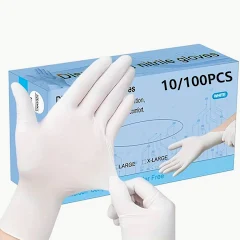 Latex Gloves (Powder Free) 100 Pcs - L ابيض