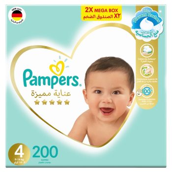 Pampers Premium Care Diapers, Size 4, 9-14 kg, 200 Diapers