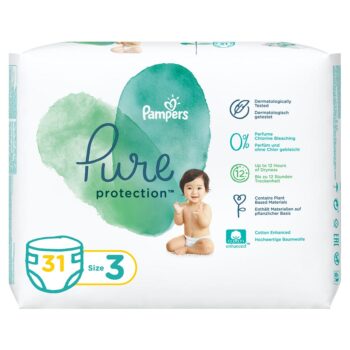 Pampers Pure Protection Diapers, Size 3, 6-10kg, 31 Diaper Count