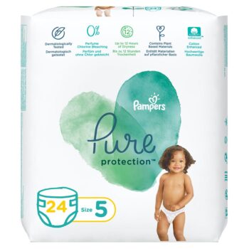 Pampers Pure Protection Diapers, Size 5, +11kg, 24 Diaper Count