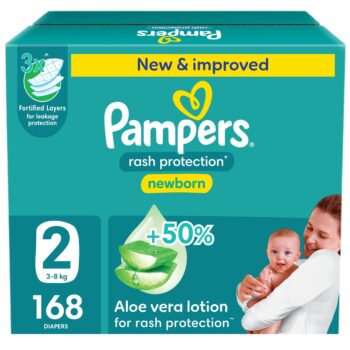 Pampers Rash Protection Taped Diapers, Size 2, 168 Count