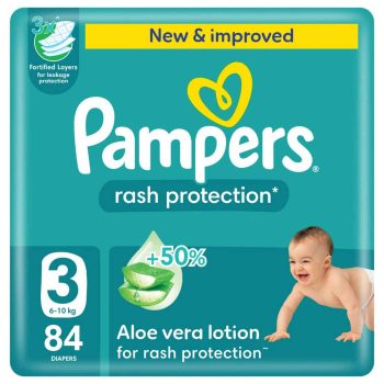 Pampers Rash Protection Taped Diapers, Size 3, 84 Count