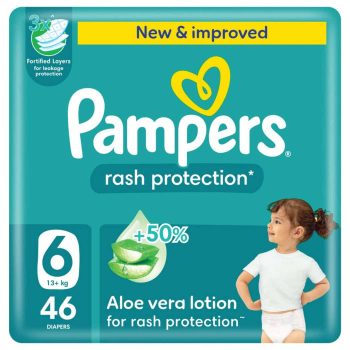 Pampers Rash Protection Taped Diapers, Size 6, 13+kg, Giant Pack, 46 Count