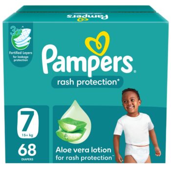 Pampers Rash Protection Taped Diapers, Size 7, 15+kg, Giant Saving Box, 68 Count