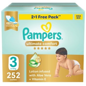 Pampers Taped, Size 3, 6-10 Kg, Giga Box, 252 Count