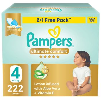 Pampers Taped, Size 4, 9-14 Kg, Giga Box, 222 Count