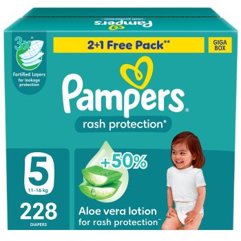 Pampers Taped, Size 5, 11-16 Kg, Giga Box, 228 Count