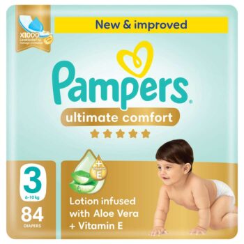 Pampers Ultimate Comfort Taped Diapers, Size 3, 6-10kg, Giant Pack, 84 Count