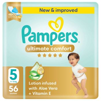 Pampers Ultimate Comfort Taped Diapers, Size 5, 56 Count