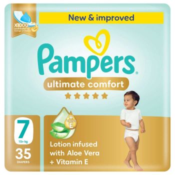 Pampers Ultimate Comfort Taped Diapers, Size 7, 15+kg, Giant Pack, 35 Count