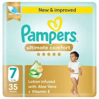 Pampers Ultimate Comfort Taped Diapers, Size 7, 15+kg, Giant Pack, 35 Count