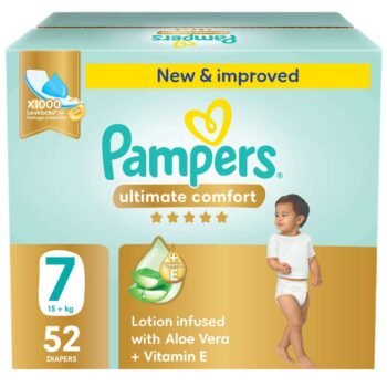 Pampers Ultimate Comfort Taped Diapers, Size 7, 15+kg, Giant Saving Box, 52 Count