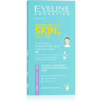 Eveline Perfect Skin Acne Purifying Charcoal Nose Strip 4pcs لصقات لتنظيف الانف