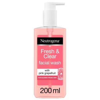 Neutrogena Clear & Radiant Oil-Free, Face Wash, with Vitamin C & Pink Grapefruit, Clearer, Radiant & Refined Complexion, 200ml