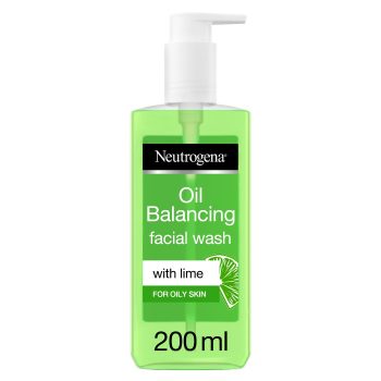 Neutrogena Oil Balancing Face Wash, with Lime, Cleanses & Removes Excess Oil to Control Shine, for Oily Skin, 200ml