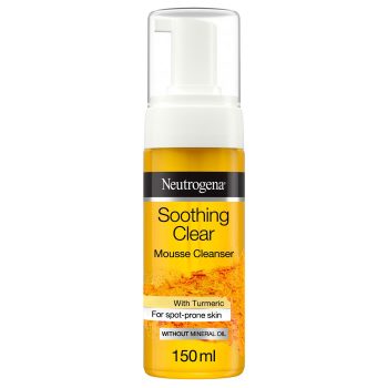 Neutrogena Soothing Clear Facial Mousse Cleanser, with Turmeric, for Spot-Prone Skin, Mineral Oil Free, Cleanses & Removes Makeup, 150ml