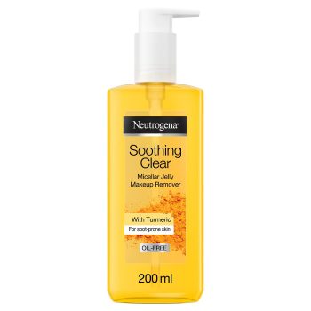 Neutrogena Soothing Micellar Jelly Makeup Remover, with Turmeric, for Spot-Prone Skin, Mineral Oil Free, Cleanses & Removes Makeup, 200ml