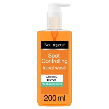 Neutrogena Spot Controlling Face Wash, Cleanses to Help Clear Spots, Fights Breakouts, for a Refined Complexion, Oil Free, 200ml