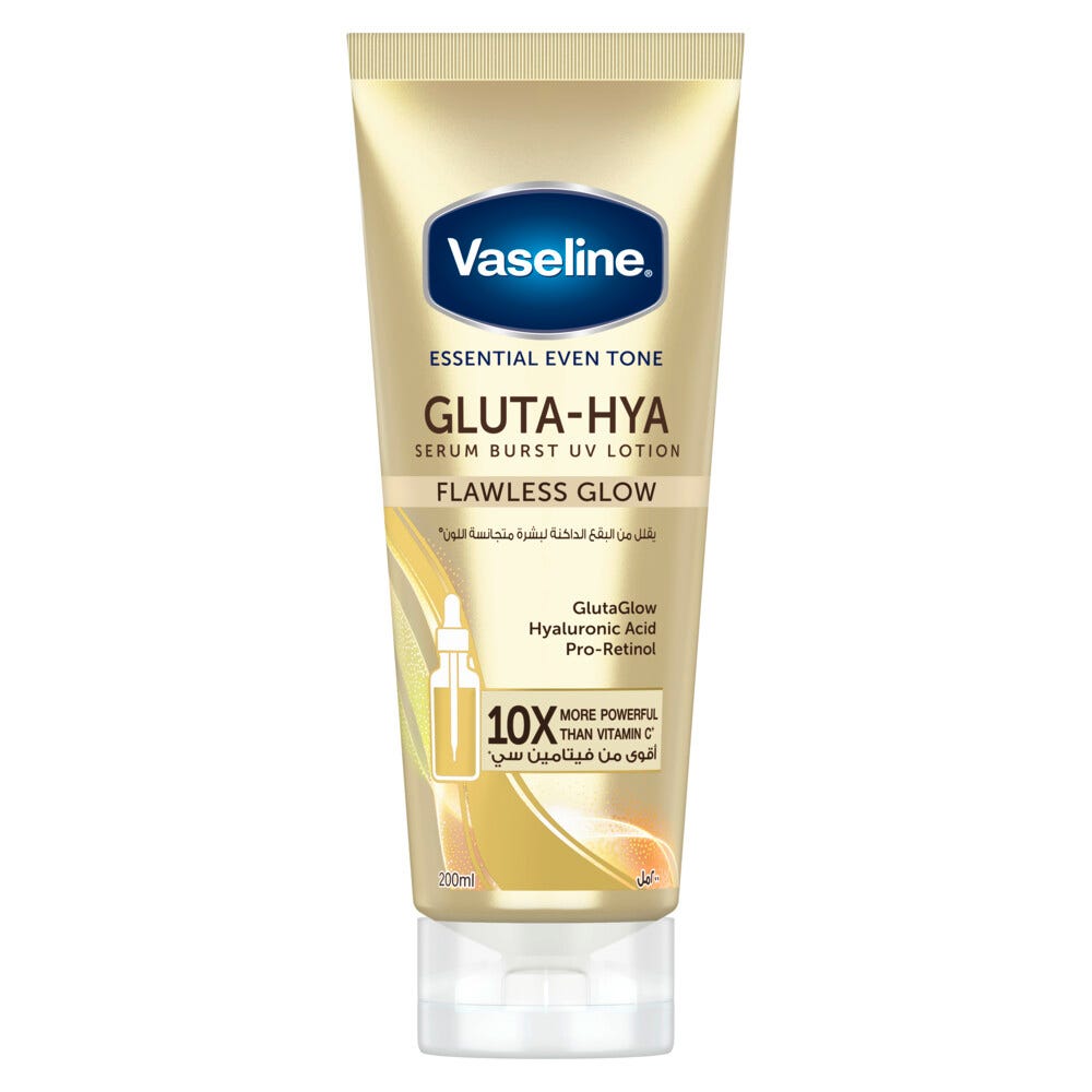 VASELINE Essential Even Tone Body Lotion, Flawless Glow, Gluta-Hya Serum Burst UV, 200ml VASELINE Essential Even Tone Body Lotion, Flawless Glow, Gluta-Hya Serum Burst UV, 200ml