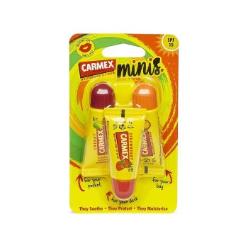 Carmex Moisturising Lip Balm Minis Spf 15 3pack 5gm Each