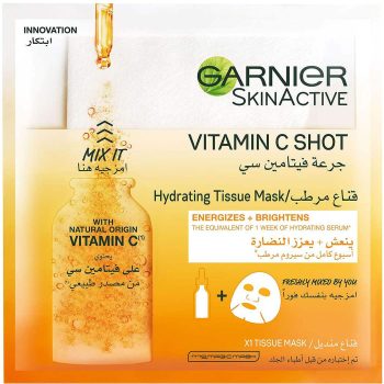 Garnier SkinActive Vitamin C Shot Fresh-Mix Tissue Mask for Energizing & Brightenin, 33g