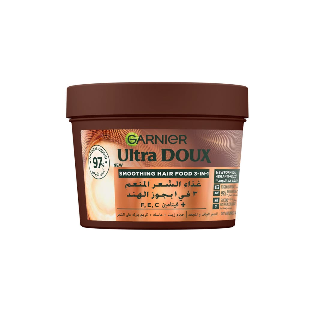 Garnier Ultra Doux Hair Food Smoothing Coconut & Macademia 3-in-1 390ML Garnier Ultra Doux Hair Food Smoothing Coconut & Macademia 3-in-1 390ML