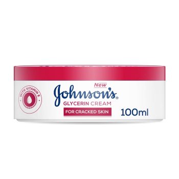 Johnson’s Glycerin Cream for Cracked Skin, with Vitamin E, Repairs & Soothes Skin from First Use, Non-Sticky, Clinically Proven, 100ml