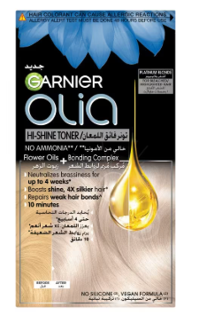 Garnier Olia Hi-Shine Toner for Bleached / Highlighted Hair, Platinum Blonde