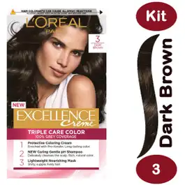 L'Oreal Excellence Crème Permanent Hair Color| 3.0 Dark Brown