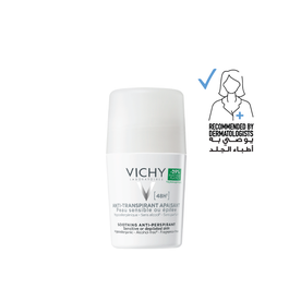 Vichy Roll-On Deodorant – 48 Hours Protection – For Sensitive or Detangled Skin – 50 ml
