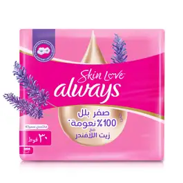 Always Skin Love, Up to Zero Wetness 100% Softness, Maxi Thick, 30 Pads
