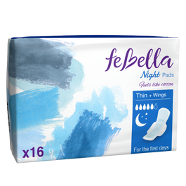 Febella Sanitary Night Pads - Thin - 16Pcs