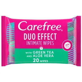 CAREFREE Intimate Wipes Green Tea & Aloe Vera 20pcs