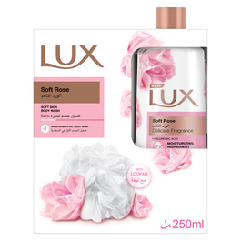 LUX Body Wash With Loofah, Soft Rose , 250ml