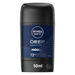 NIVEA MEN DEEP MaxxTech 72h Black Carbon Antiperspirant for Men, Stick 50ml