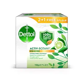 Dettol Active Botany Soap Greentea & Bergamot 150g 2+1 Free