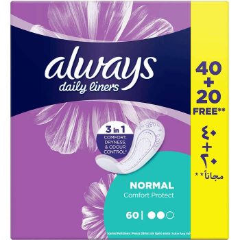 Always Pantyliner Comfort Protect Normal 60 Pcs