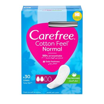 Carefree Cotton Feel Pantyliners, Aloe Vera Scent, Normal Size, Pack of 30