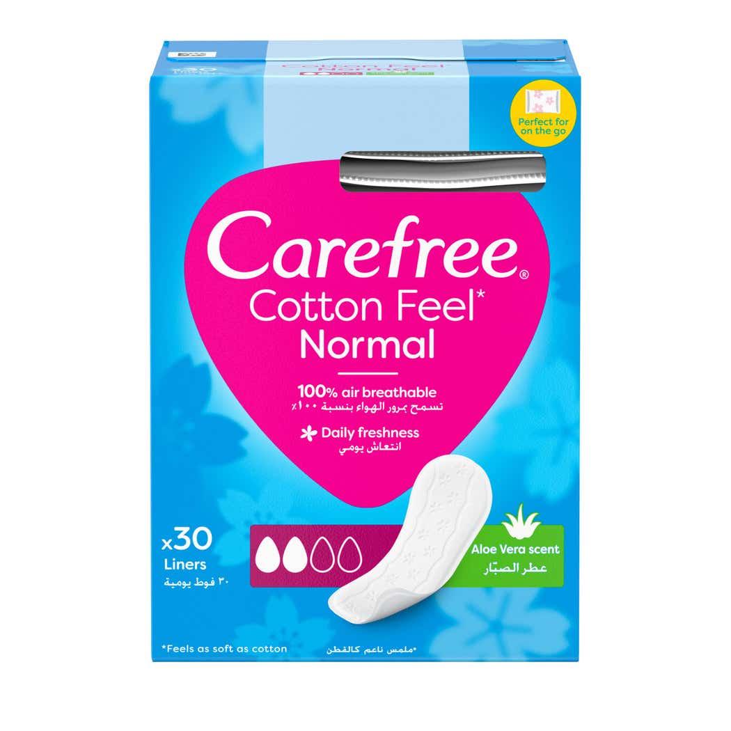 Carefree Cotton Feel Pantyliners, Aloe Vera Scent, Normal Size, Pack of 30 Carefree Cotton Feel Pantyliners, Aloe Vera Scent, Normal Size, Pack of 30
