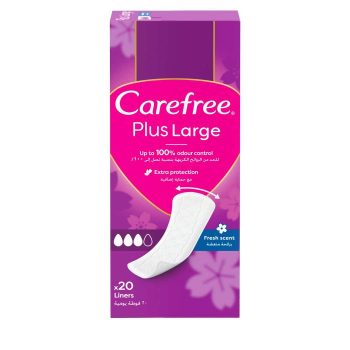 Carefree Pantyliners, Fresh Scent, Plus Large Size, Dermatologically Tested, Pack of 20