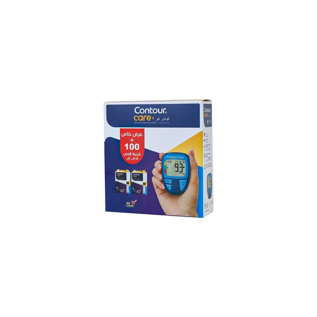 Contour Care Blood Glucose Monitor + Strips 100 Pcs Contour Care Blood Glucose Monitor + Strips 100 Pcs