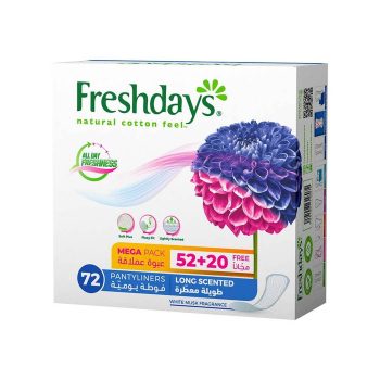 Freshdays Pantyliners Mega Pack Long Scented 52+20 Free