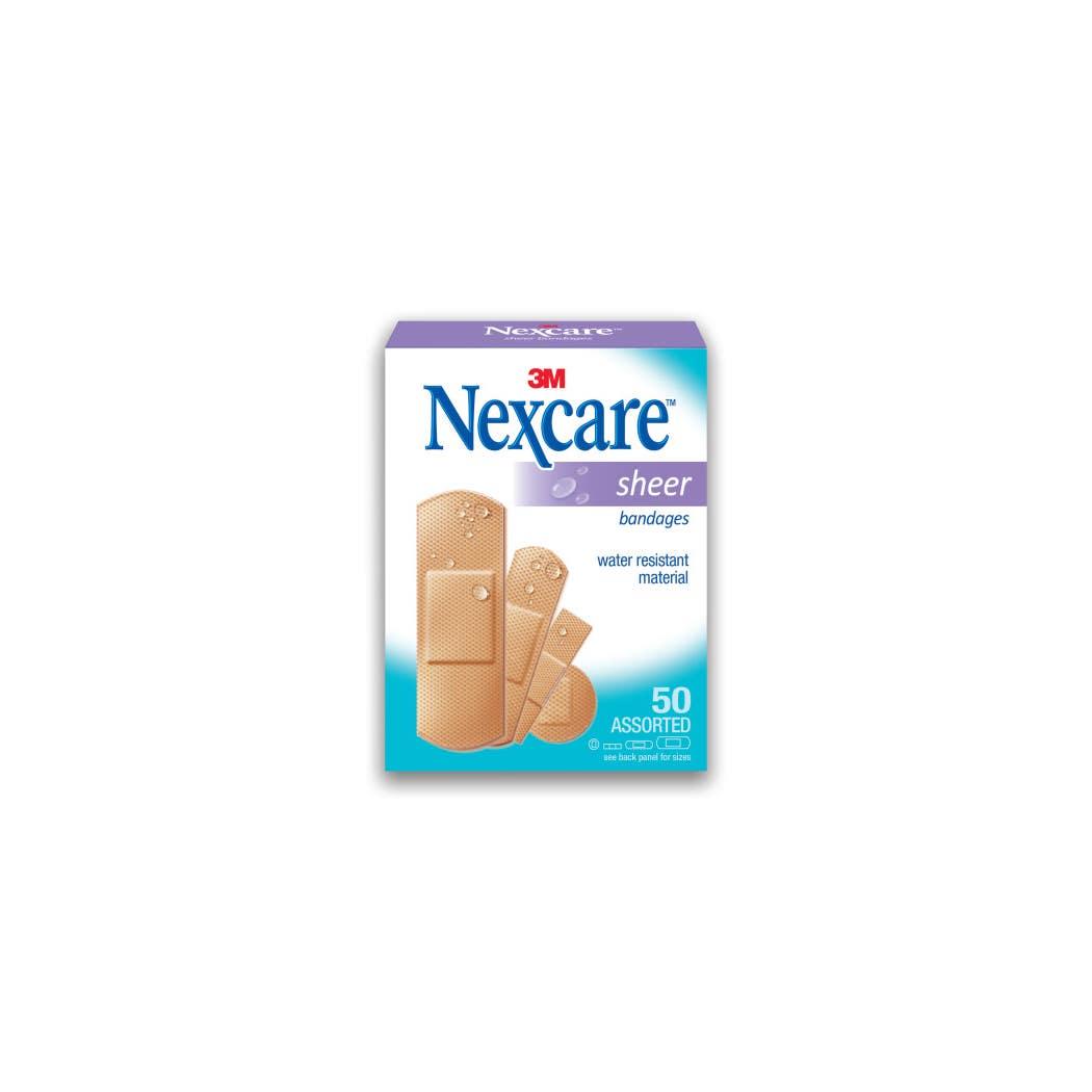 Nexcare™ Plastic Sheer Bandages, Breathable, Water-resistant backing, Comfortable, Assorted 50 bandages Nexcare™ Plastic Sheer Bandages, Breathable, Water-resistant backing, Comfortable, Assorted 50 bandages