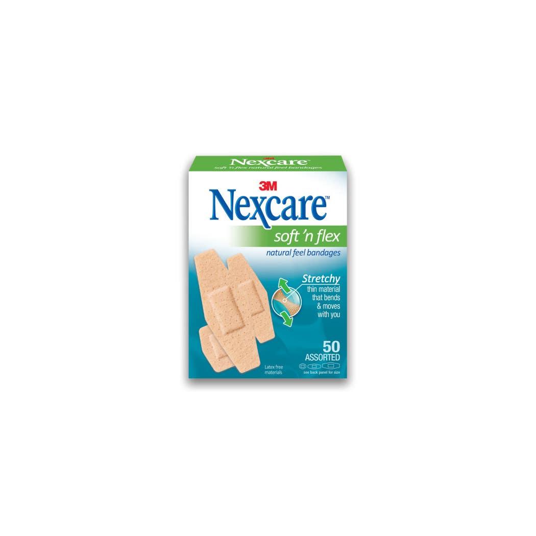 Nexcare™ Soft 'N Flex Bandages, 360° protection, Natural Feeling, Breathable, Water Resistant, 50 Assorted Pieces Nexcare™ Soft 'N Flex Bandages, 360° protection, Natural Feeling, Breathable, Water Resistant, 50 Assorted Pieces
