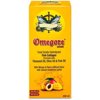 Omegore Omega 3 Fish Oil 230 ml Peach Mango Liquid