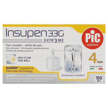 Pic Advanced Insulin Pen Needle Single Use 33g 4mm 100 Pcs