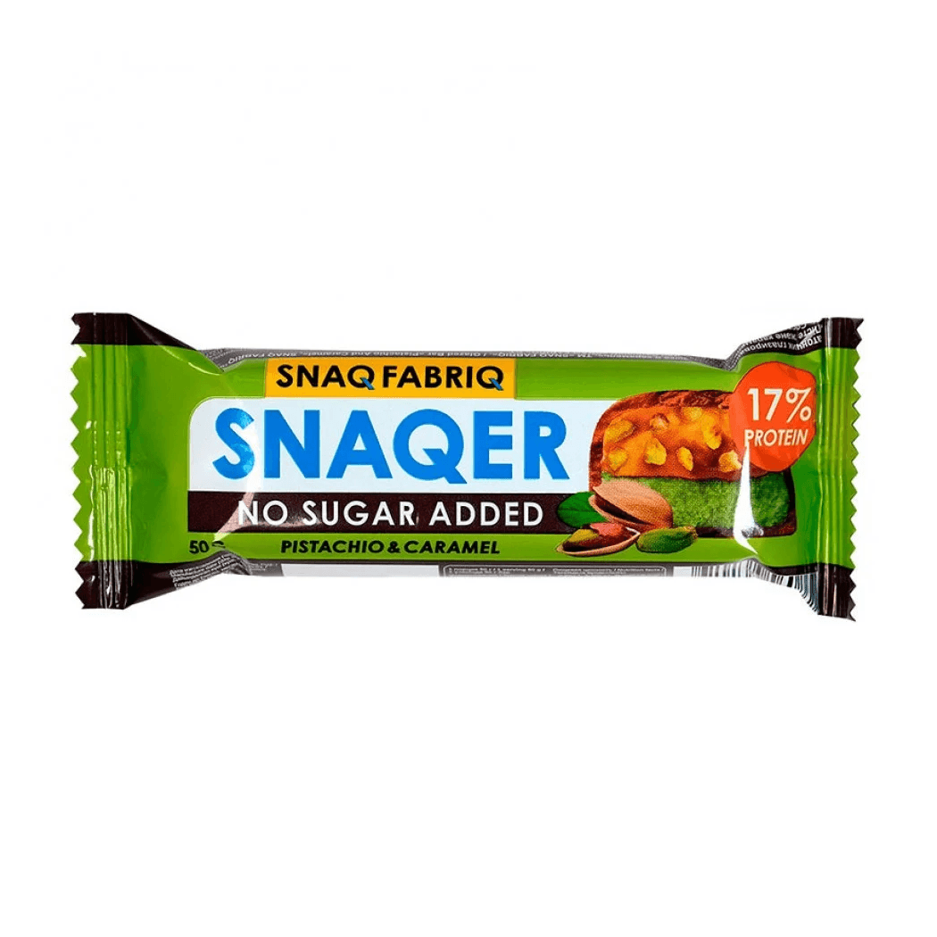 Snaq Fabriq Snaqer No Add Sugar Protein Bar Pistachio And Caramel - 50g Snaq Fabriq Snaqer No Add Sugar Protein Bar Pistachio And Caramel - 50g