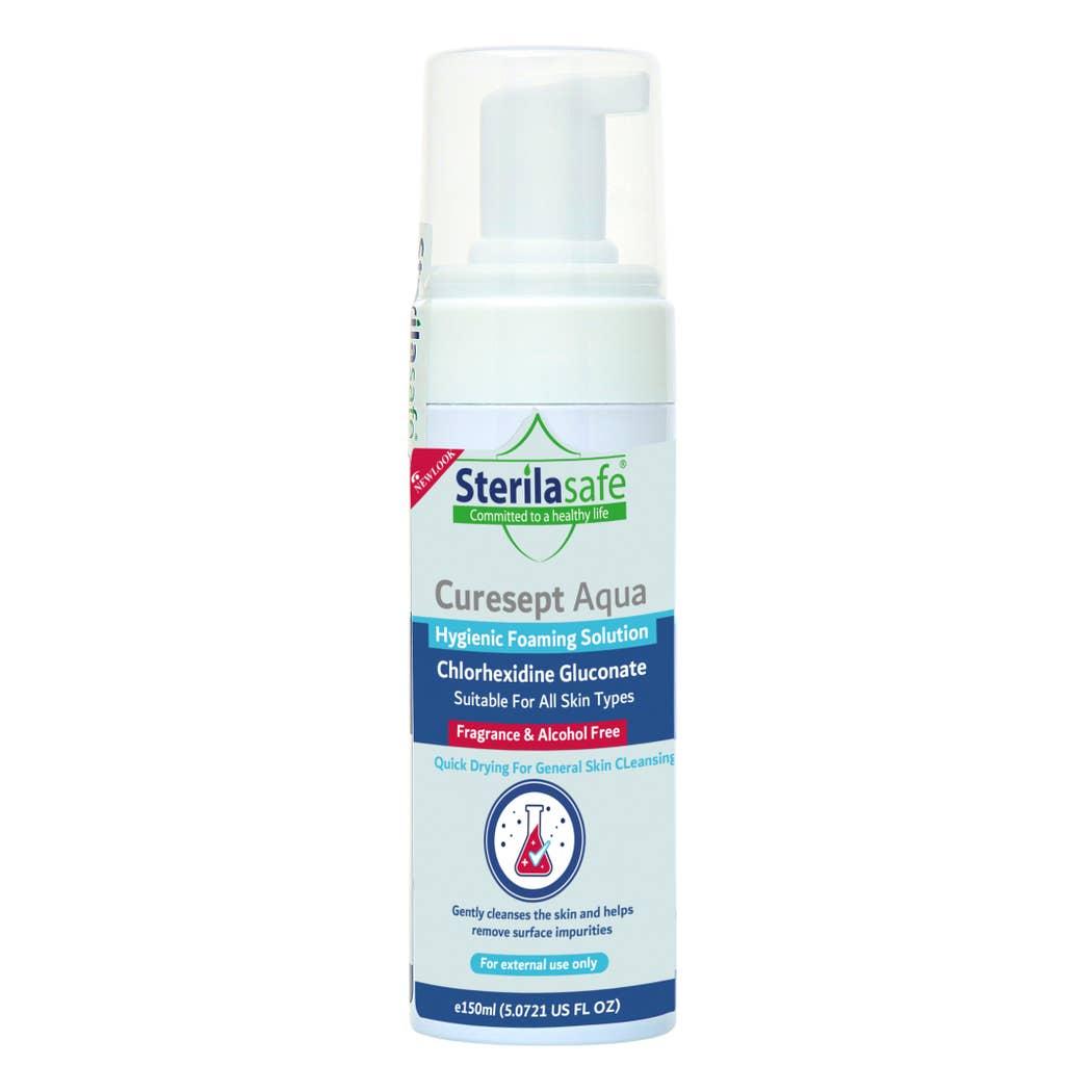 Sterilasafe CureSept Aqua Hygienic Foaming Solution, Skin Cleanser,Chlorhexidine,150 ml Sterilasafe CureSept Aqua Hygienic Foaming Solution, Skin Cleanser,Chlorhexidine,150 ml