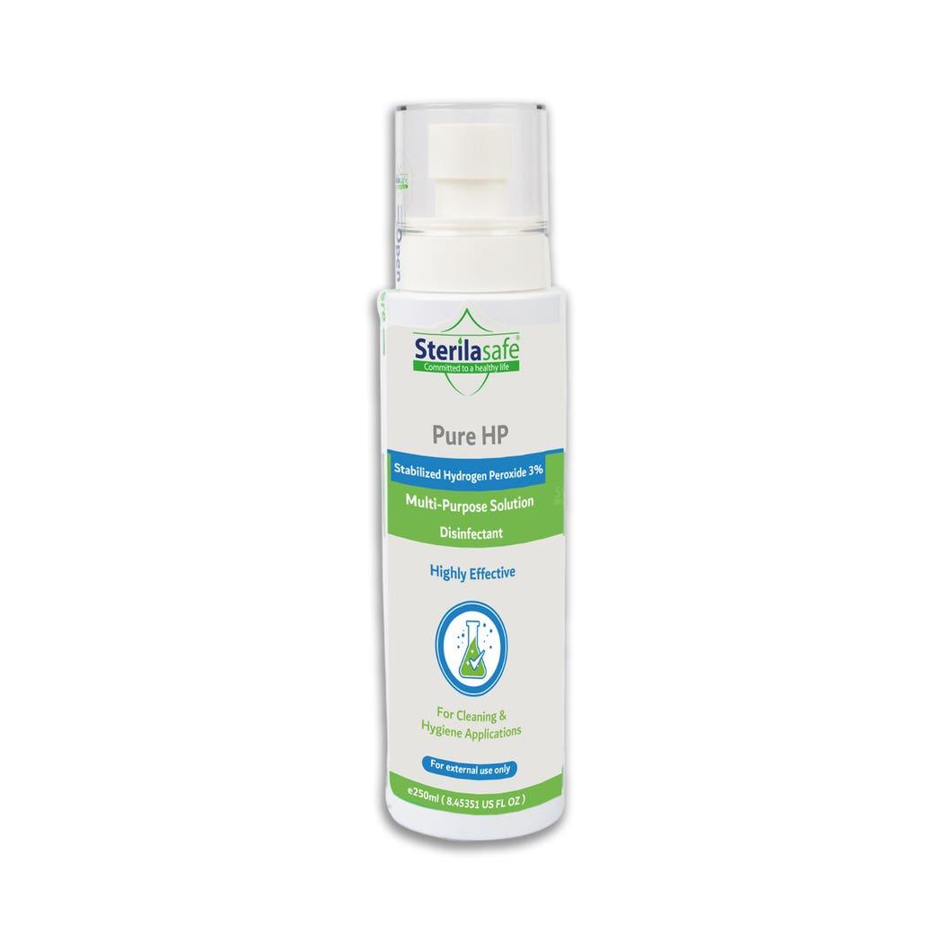 Sterilasafe Pure HP - Hydrogen Peroxide 3% - H2O2, Natural Cleaner, Food Grade,NO chemical - 250 ML Sterilasafe Pure HP - Hydrogen Peroxide 3% - H2O2, Natural Cleaner, Food Grade,NO chemical - 250 ML
